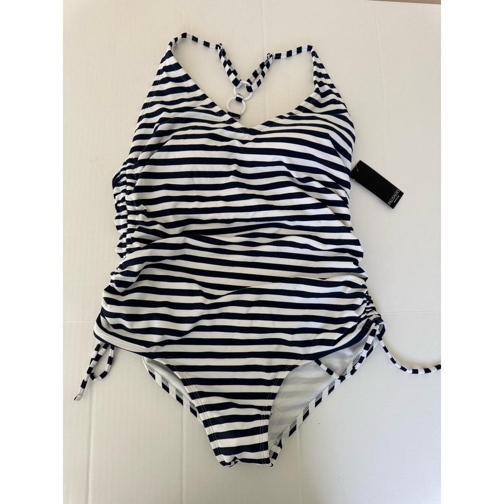 PALISADES BEACH CLUB LARGE STRIPPED One Piece Bathing Suit SWIM New With Tags